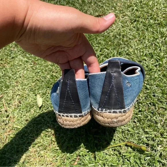 Rag & Bone Nina Blue Denim Leather Jute Slip-On Espadrilles Size 38 / 7.5 - Picture 11 of 15